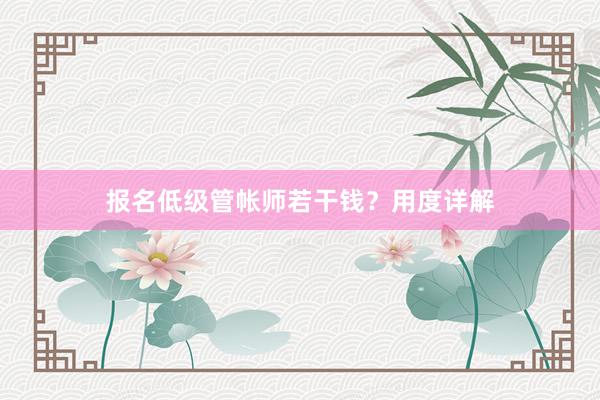 报名低级管帐师若干钱？用度详解