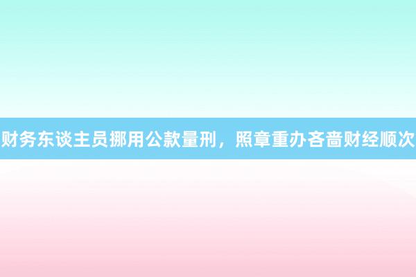 财务东谈主员挪用公款量刑，照章重办吝啬财经顺次
