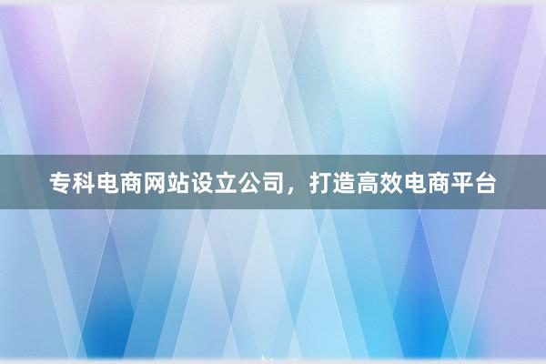 专科电商网站设立公司，打造高效电商平台