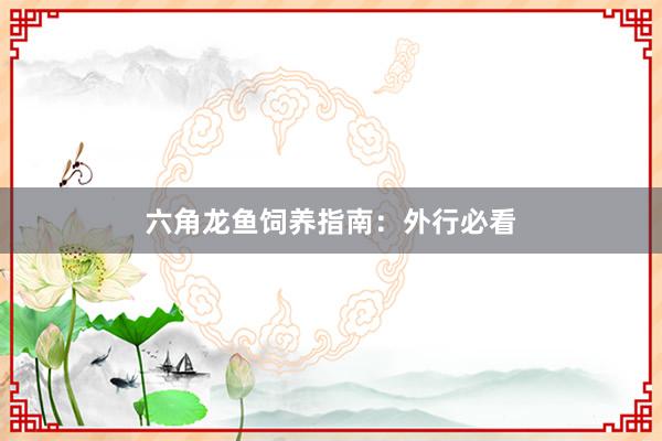 六角龙鱼饲养指南：外行必看